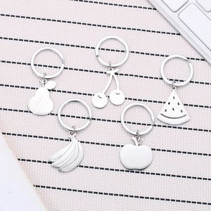 Stainless Steel Fruit Keychains Cute Watermelon Cherry Pear Banana Apple Pendant Backpack Accessories For Student Gift