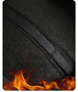 Macro detail of thick fleece lining with thermal heat insulation on men's winter cap
