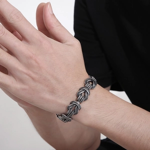 Bracelet pour homme punk vintage en acier inoxydable avec nœud marin oxydé