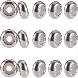 DIY Jewelry Spacer Beads Alloy Rondelle Flat Round Stopper Beads With Silicone Core For Bracelet Making Silver Gold Color