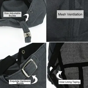 Breathable gray mesh ivy cap with adjustable metal GSIOR buckle and refined stitching