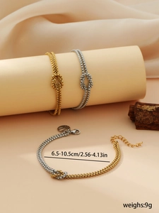Detail view of double-layered stainless steel basketball bracelets with size and weight info