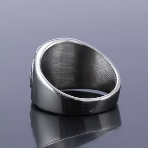 Vintage silver punk cross embossed stainless steel wide band ring for men