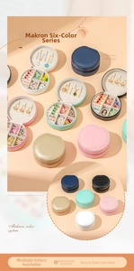 Macro view of portable jewelry box with zipper and removable internal dividers
