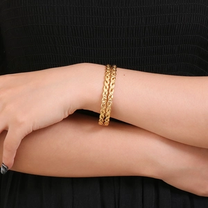 French style gold twisted rope bangle bracelet made of titanium steel for women