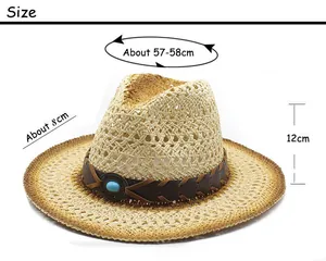 Tabella taglie dettagliata con tesa da 8cm e circonferenza 57-58cm per cappello di paglia