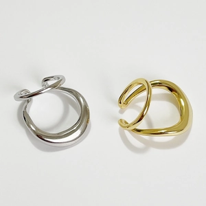 Minimalist S925 sterling silver irregular geometric ear cuffs in gold and silver finishes