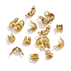 Macro shot of gold-plated stainless steel bead covers for DIY jewelry necklace making