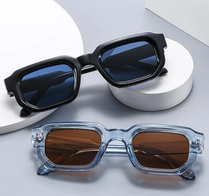 Classic retro square frame sunglasses featuring thick rims and gradient lenses
