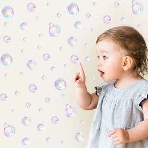 Adesivi murali boho a bolle colorate per cameretta bambini con finitura pastello