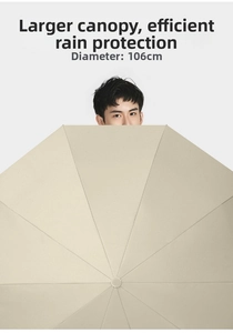 Detail of champagne gold automatic umbrella with a large 106cm diameter canopy design
