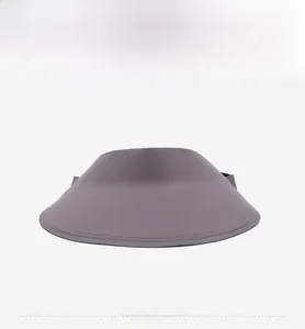 Front view of a dark grey foldable wide brim sun visor hat with seamless fabric design