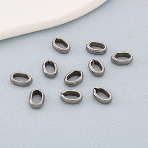 Set of 10 gunmetal grey oval open jump rings for DIY necklace and jewelry making