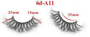 Detailed dimensions of 6D-A11 voluminous false eyelashes with 25mm length and 35mm band