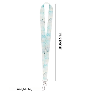 Blue and gold marble lanyard with metal hook, 17.7 inches long and 14g lightweight