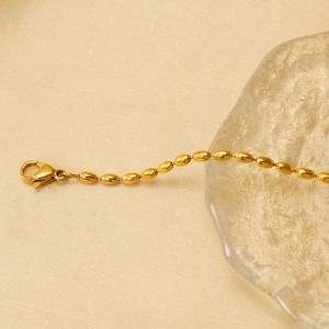 Minimalist 18K gold plated stainless steel oval bead chain necklace with lobster clasp