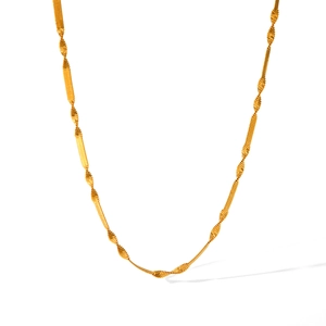 Classic 18K gold plated stainless steel snake bone chain necklace for women