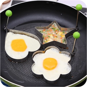Fried Egg Mold Rings Stainless Steel Poached Egg Maker With Green Handle Heart Star Round Flower Bear Shapes Kitchen Tool