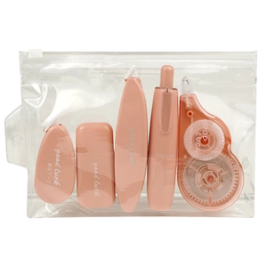 Set di nastri correttori sfumati rosa con cinque strumenti in custodia trasparente