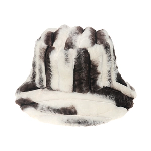 Chapeau bob en fausse fourrure à rayures noires et blanches pour l'hiver et la mode