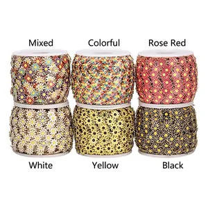 Colorful 10mm stainless steel daisy flower chain in six vibrant colors on white background