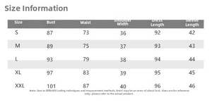 Size information chart with bust and waist measurements for floral embroidery dress