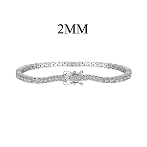 S925 sterling silver 2mm tennis bracelet with round cubic zirconia and secure box clasp