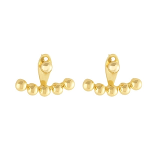 Elegant gold multi-bead ear climbers with polished spherical finish for women