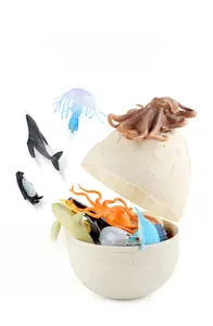 Grande boîte de rangement en forme d'œuf avec divers modèles d'animaux marins