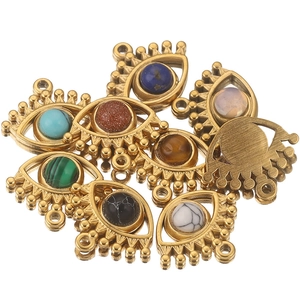 Evil Eye Pendants Stainless Steel Natural Stone 18K Gold Plated Bohemian DIY Jewelry Making Accessories For Necklaces