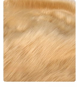 Close-up of soft khaki Kanecaron plush fabric texture for cat ear cosplay props