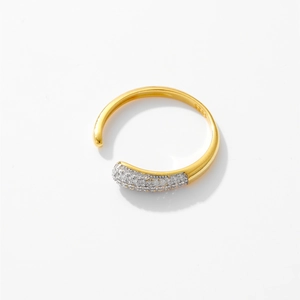 Detail view of the S925 sterling silver hallmark inside the adjustable gold-plated ring