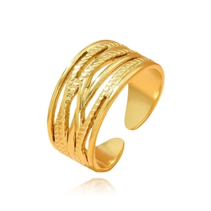 Minimalist gold-plated stainless steel ring with elegant crisscross layered design