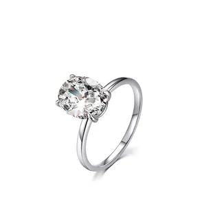 Elegant 925 sterling silver ring with a large oval-cut cubic zirconia in four-prong setting