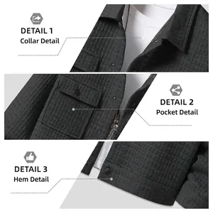 Men's casual checkered jacket featuring a classic lapel, flap pockets, and quilted texture