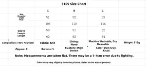Detaillierte Größentabelle für Damen-Strickkapuzenpullover mit Maßen von Größe S bis L