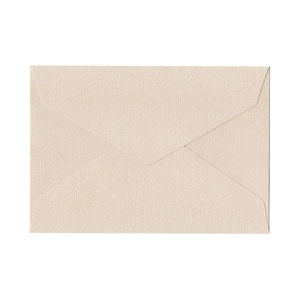 Elegant cream beige linen texture envelope with classic triangular flap design