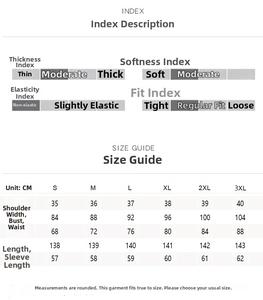 Detailed size guide chart for long floral dress including measurements from S to 3XL