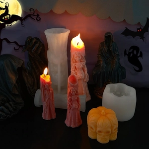 Halloween spookbruidegom en schedel siliconen mal voor DIY gotische geurkaarsen
