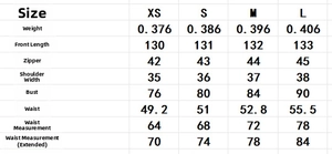 Size chart showing XS to L measurements for this flutter sleeve textured maxi dress