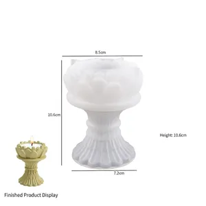 Detailed translucent lotus flower silicone mold with vintage textured base for DIY candle cups