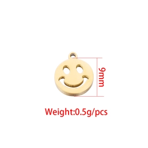 Golden 9mm stainless steel hollow smiley face pendant with 0.5g weight specs