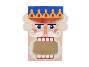 Front view of Nutcracker themed cookie box with transparent window and cardboard texture