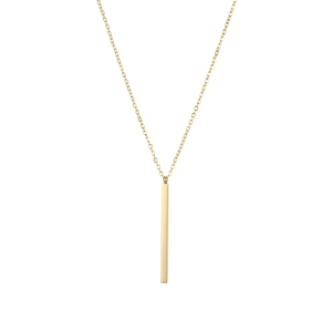 Minimalist gold plated stainless steel necklace with geometric rectangular pendant