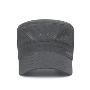 Quick-dry mesh cadet cap in dark grey with sports print for summer outdoor activities
