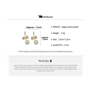 Spécifications techniques détaillées des boucles d'oreilles nœud perle et zircon