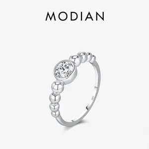 Moissanite Solitaire Ring 925 Sterling Silver Beaded Bubble Band Bezel Set Round Brilliant Cut Elegant Fashion Women Jewelry