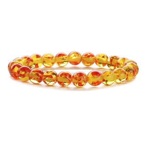 Handmade 8mm gradient amber resin beads bracelet with colorful tiger eye and agate style