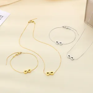 Stainless Steel Infinity Symbol Necklace And Bracelet Adjustable Snake Chain Minimalist Modern Fashion Jewelry