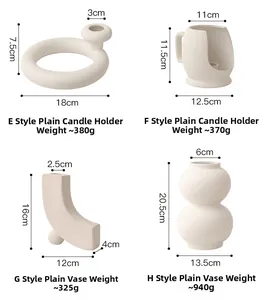Dimensions détaillées pour vases et bougeoirs minimalistes en céramique blanc mat